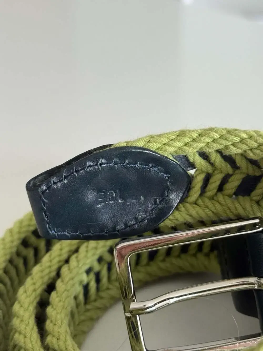 William & Son Green and Navy Braided Woven Belt Size 43.5 inc